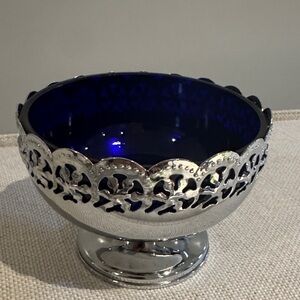 Celtic Quality England Cobalt Blue Glass Compote/jam/relish Dish